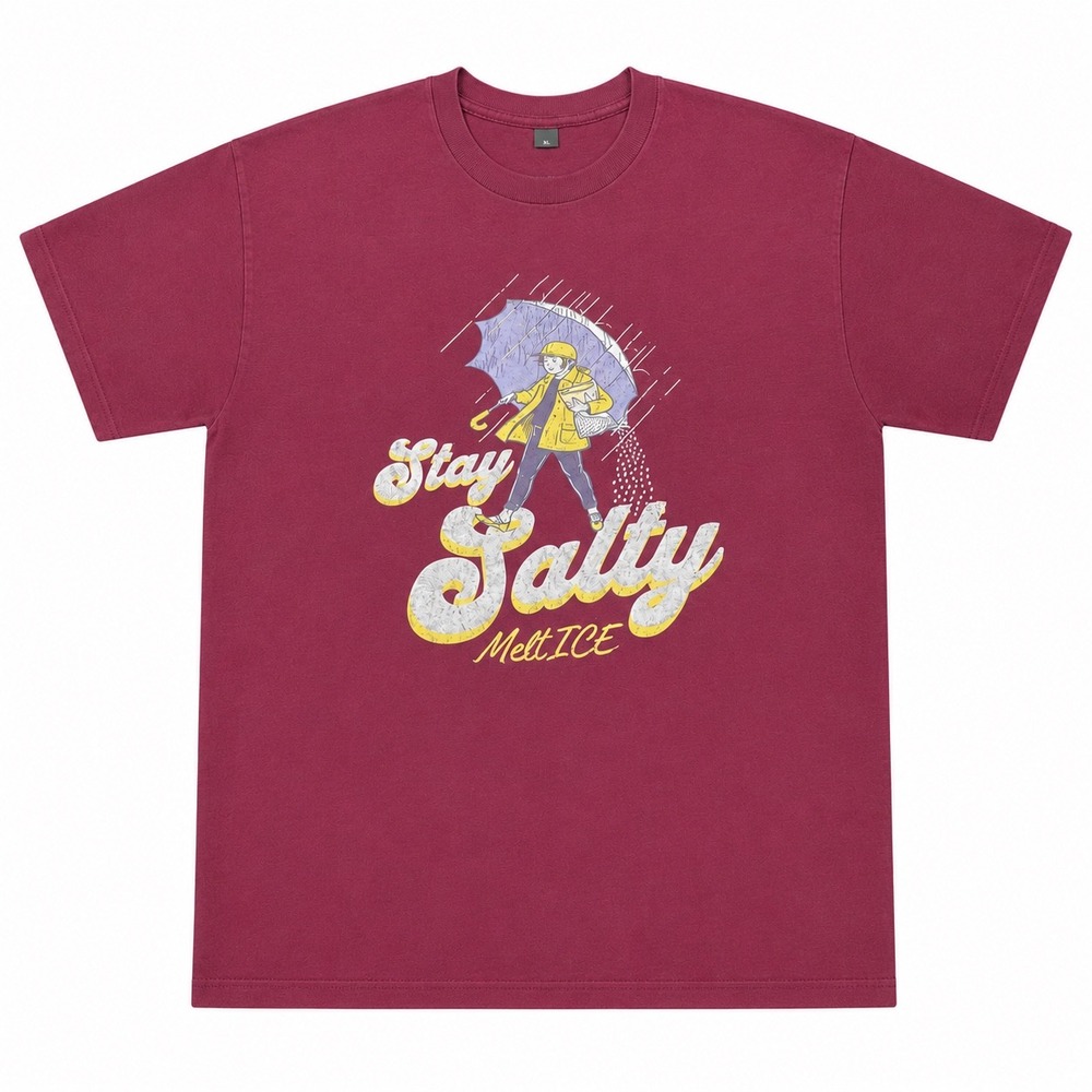 Stay Salty Melt ICE Graphic T-Shirt Burgundy Maroon XL Short Sleeve Crewneck
